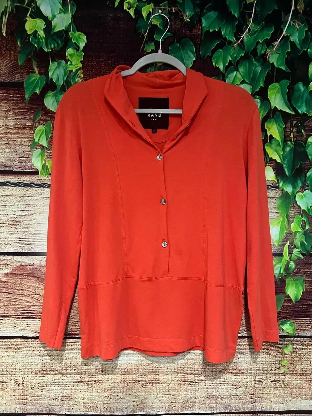 Bitte Kai Rand Long Sleeve Shirt Button-up Womens XS Fits Large Orange Tencel